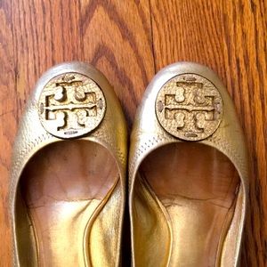 Tory Burch Gold Reva Flats